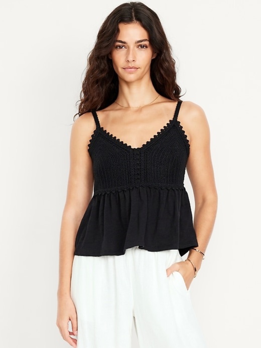 Old Navy Black Sleeveless Crochet Top